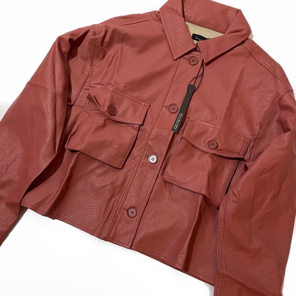 Fashion Nova Jackets & Blazers - FASHION NOVA Mauve Cropped Faux Leather Jacket